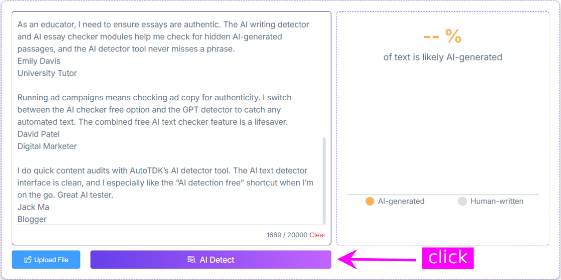 Step 2 – Click "AI Detect" button