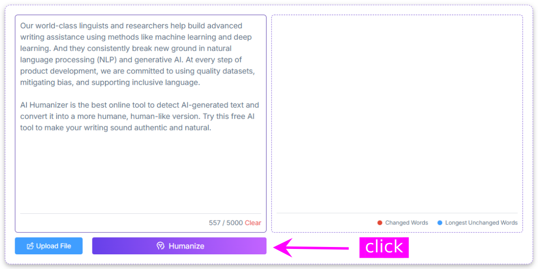 Step 2 - Click the "Humanize" button