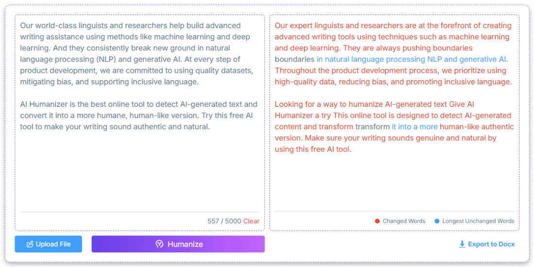 Step 3 - Get AI humanizer results
